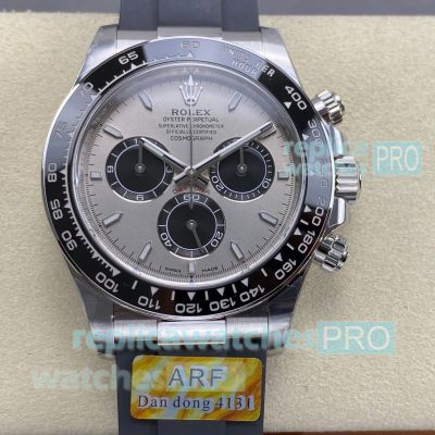 ARF Swiss Rolex Daytona 1:1 Replica 4131 Grey Dial Oysterflex Rubber Watch 